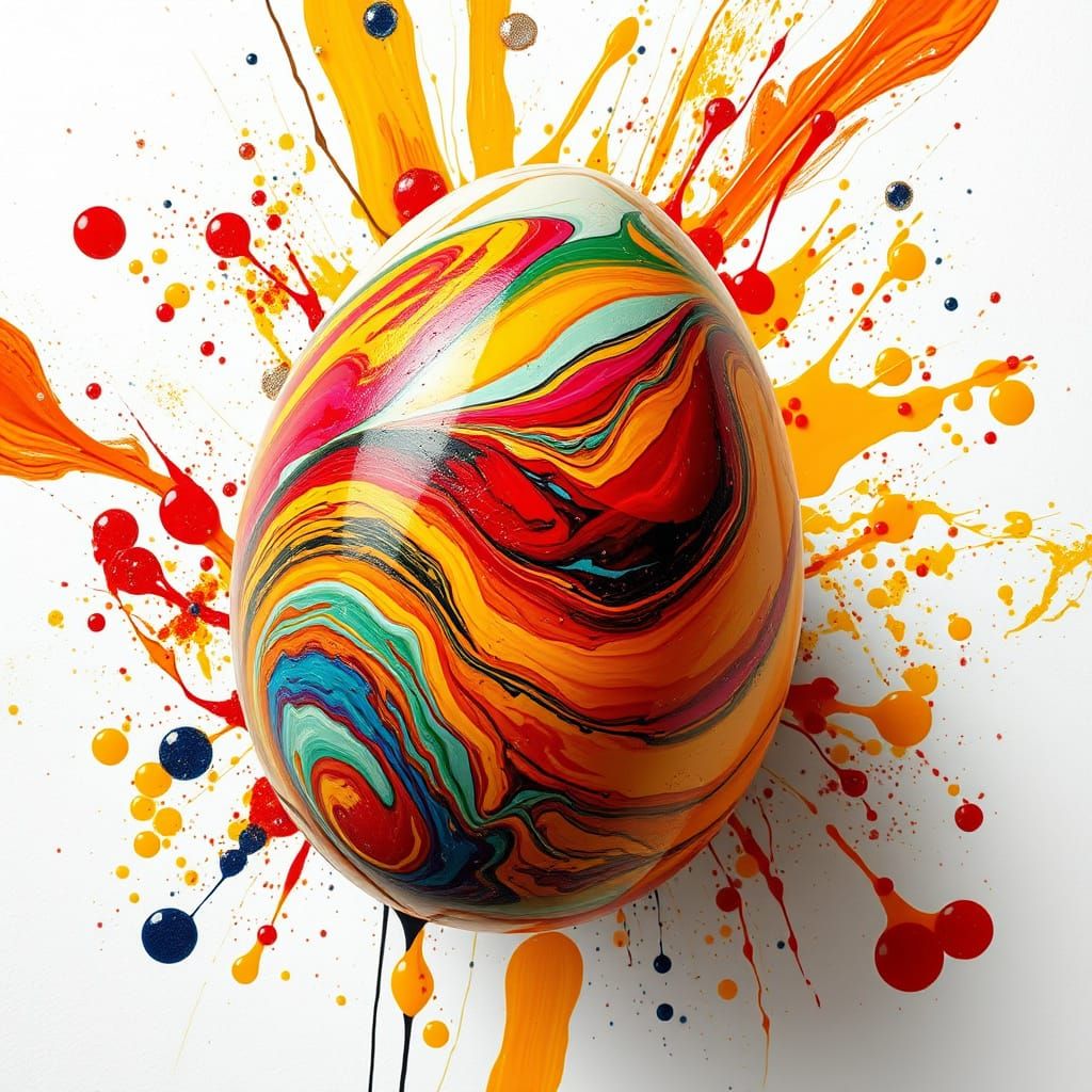 Expressive Egg Masterpiece in Vibrant, Textured Brushstrokes