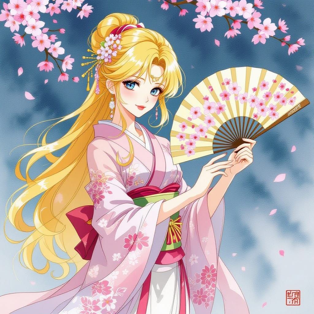Ethereal Princess Dancer in Traditional Japanese Style