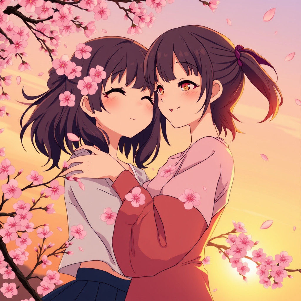 Romantic Manga-Inspired Cherry Blossom Moment
