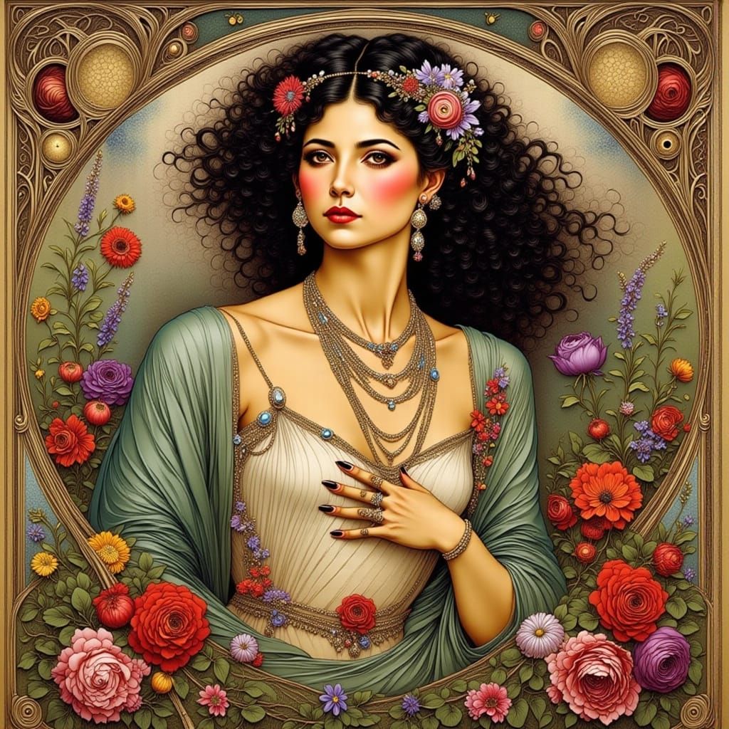 Elegant Woman in Art Nouveau Style