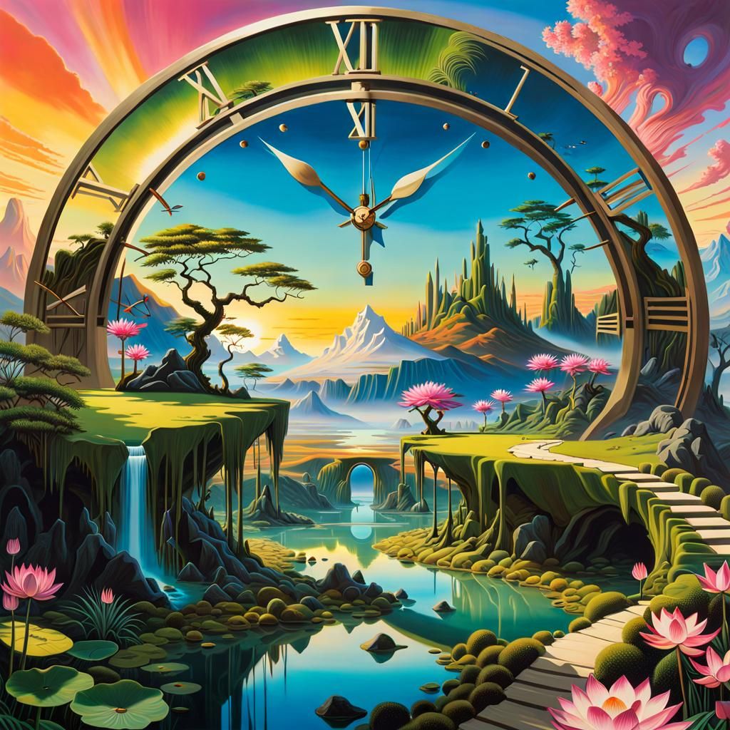 Surreal Swamp Landscapes with Art Deco Clock