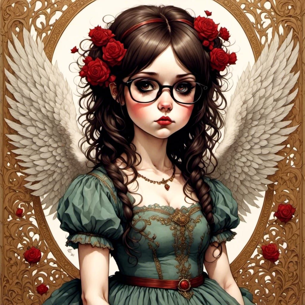 Emo Angel in Cyberpunk Aesthetic