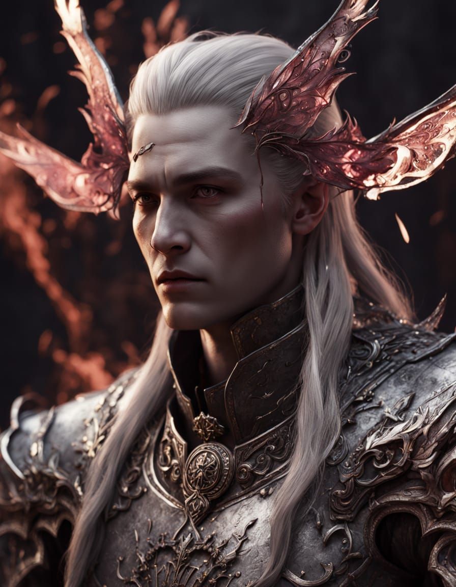 Gothic Fairy Kneeling in Ashes, Dark Romantic Romany Scene