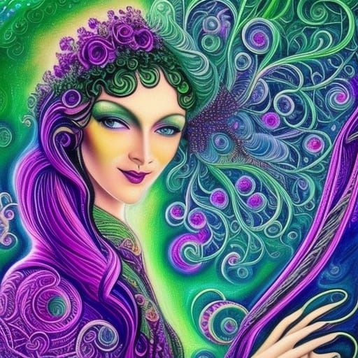 Radiant Goddess in Art Deco Style