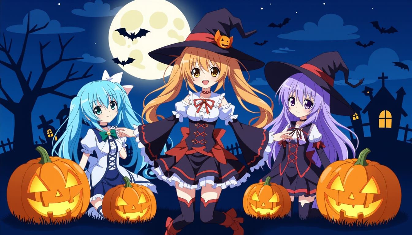 Spooky Pumpkin Character in Anime Style