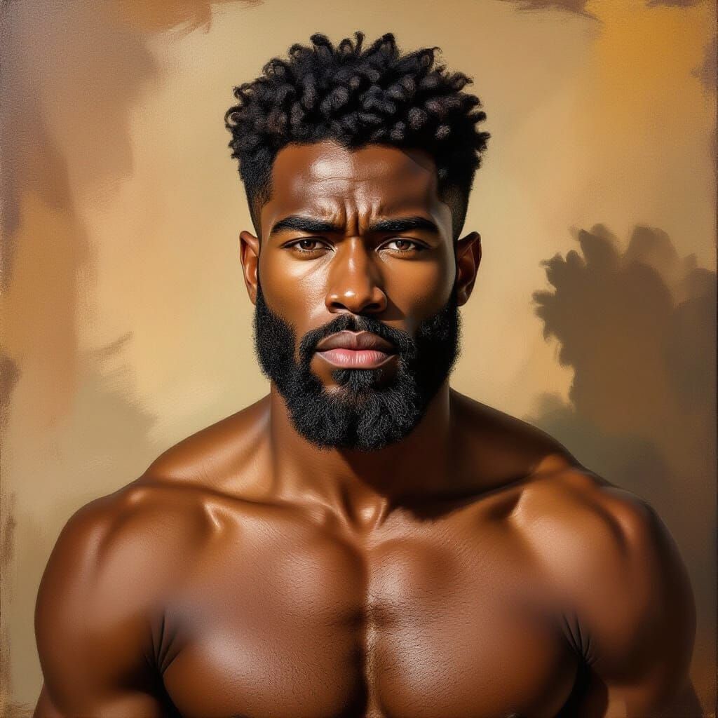 Painterly Portrait of a Solemn Man in Chiaroscuro