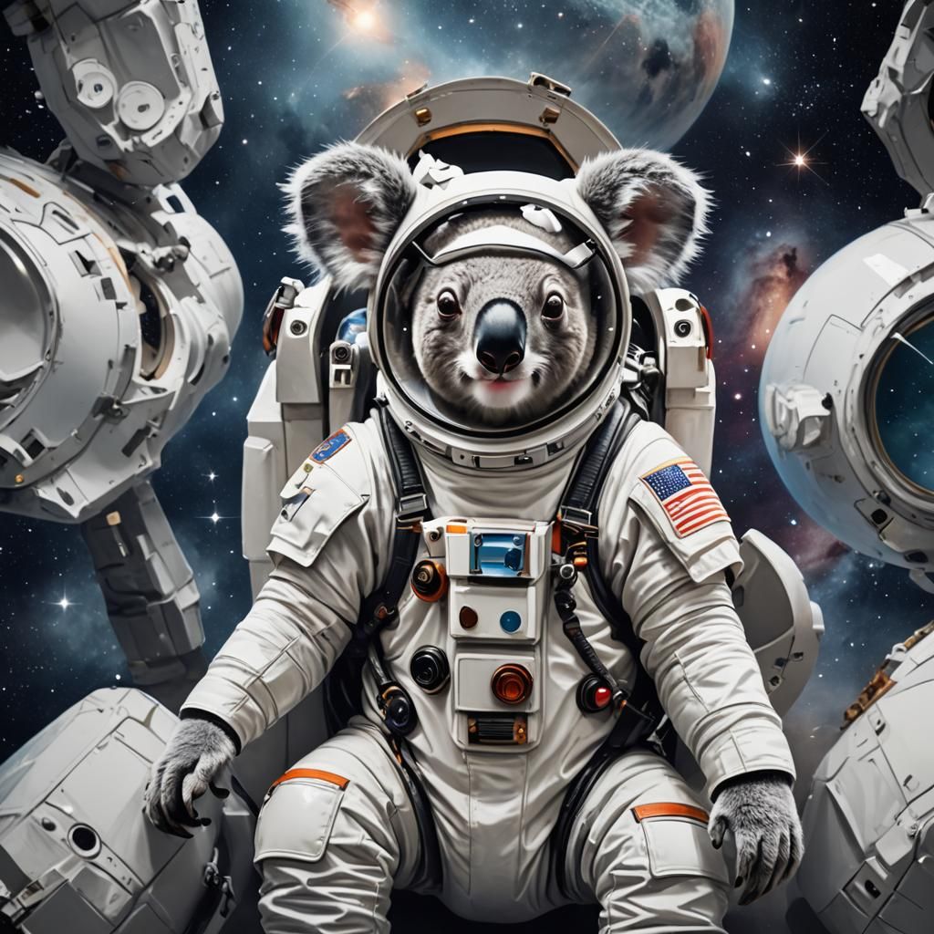 Cute Space Koala in Helmet and Gloves
