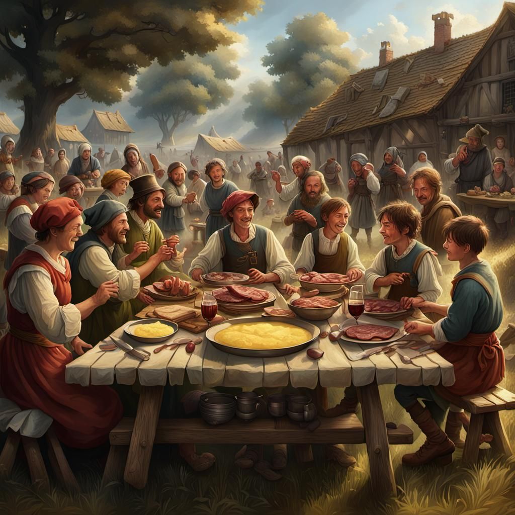Joyful Peasants Gather in a Vibrant Renaissance Landscape