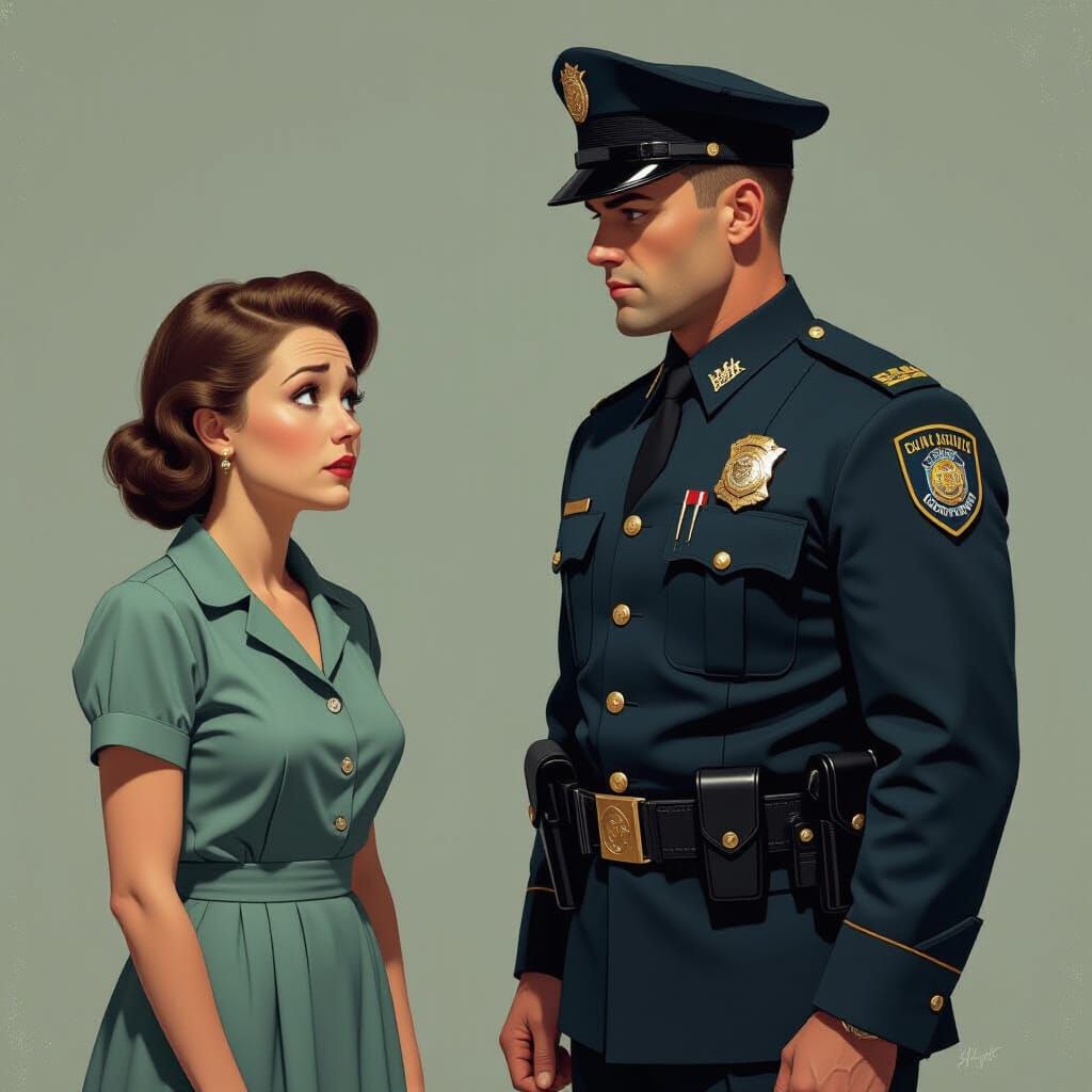 Film Noir Cop Confronts Worried Wife