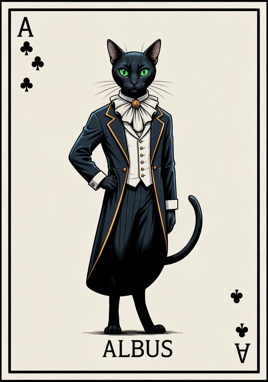 Magical Green-Eyed Cat As Joker Playing Card
