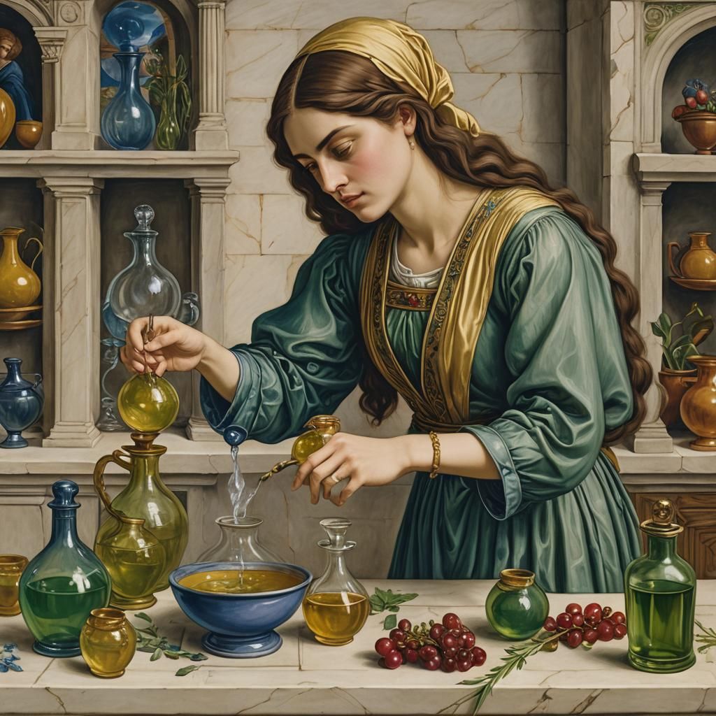 The Alchemist: A Mystical Scene in Opulent Style