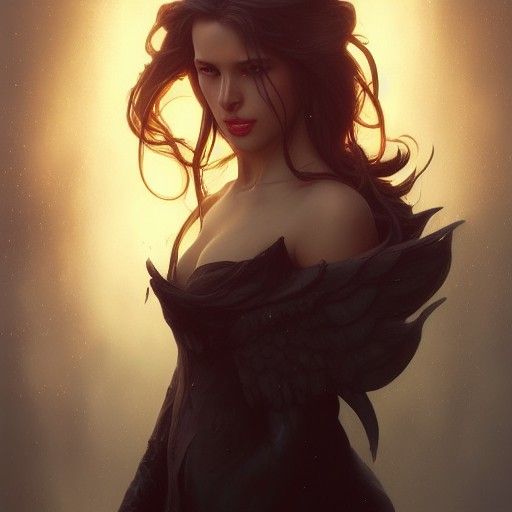 Cyberpunk Inspired Portrait of a Dark Angel in Triadic Color...