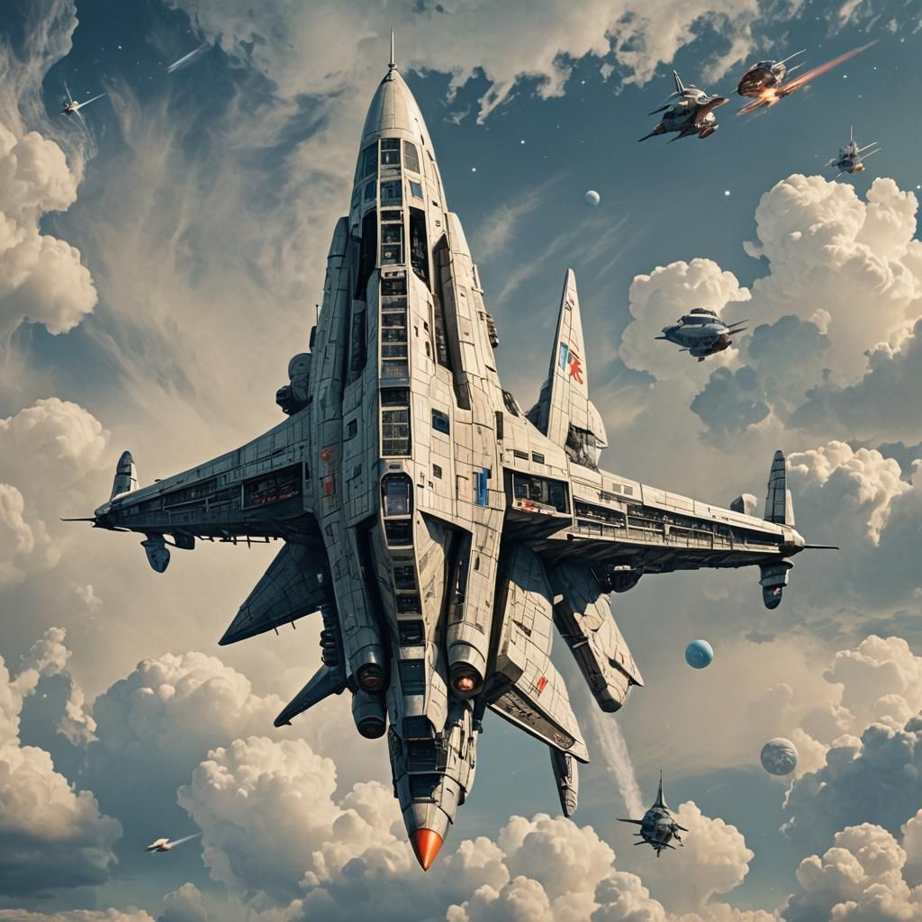 Vintage Russian Spacecraft in Retrofuturistic Style