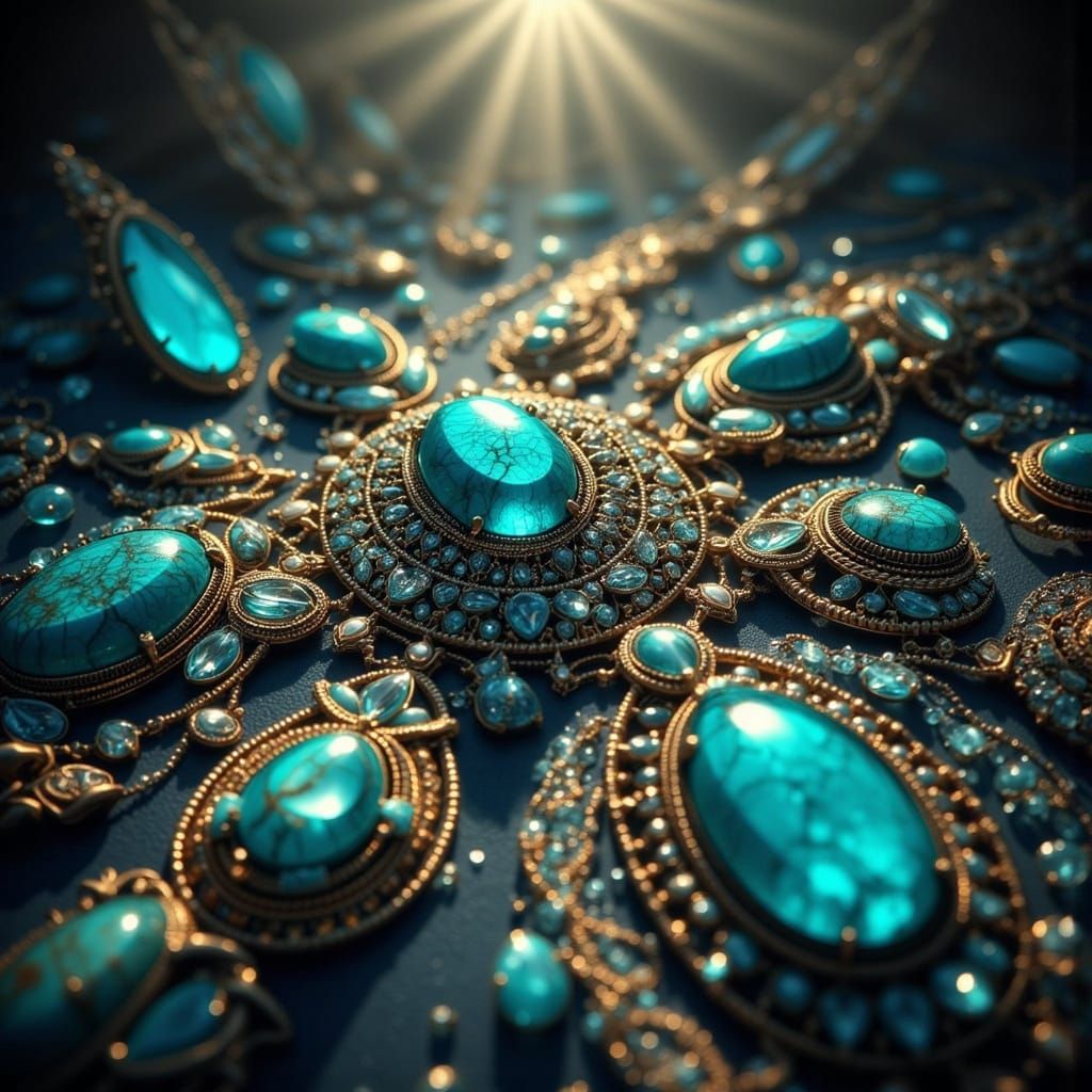 Magnificent Turquoise Jewelry Center Stage in Hyperrealism