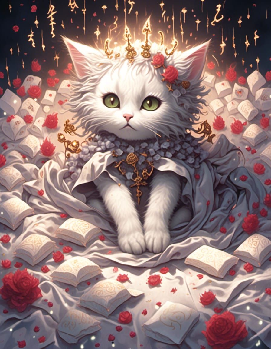 Fantasy Kitten Goddess in a Realm of Endless Expanse