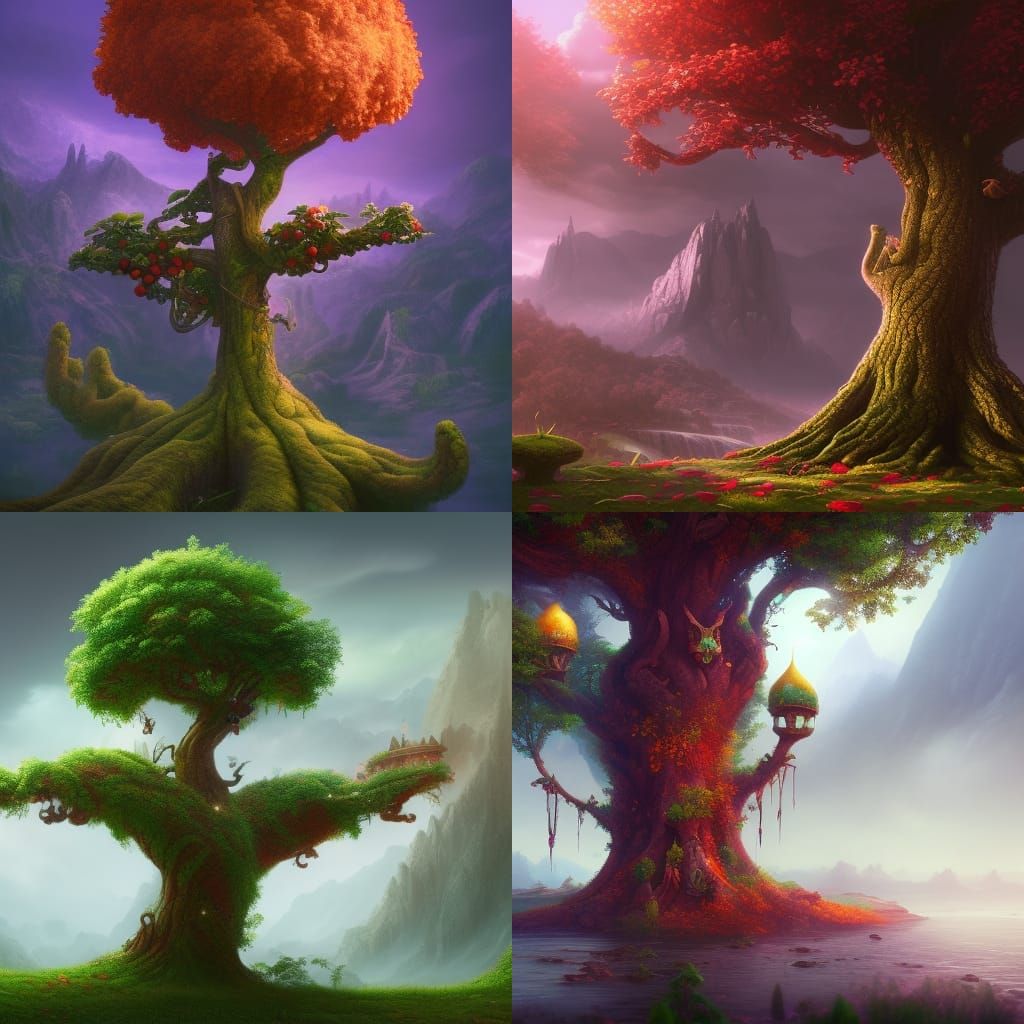 Fantastical Apple Tree in Vivid Splendor