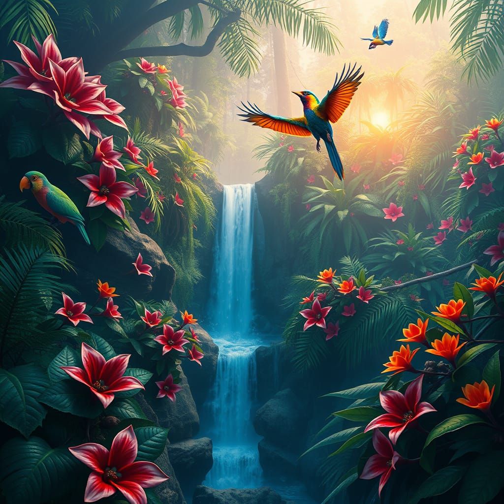 Fantastical Jungle Realm in Vibrant Colors