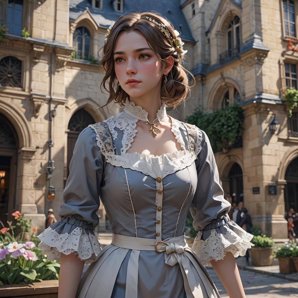 French Woman in 3D Anime Style