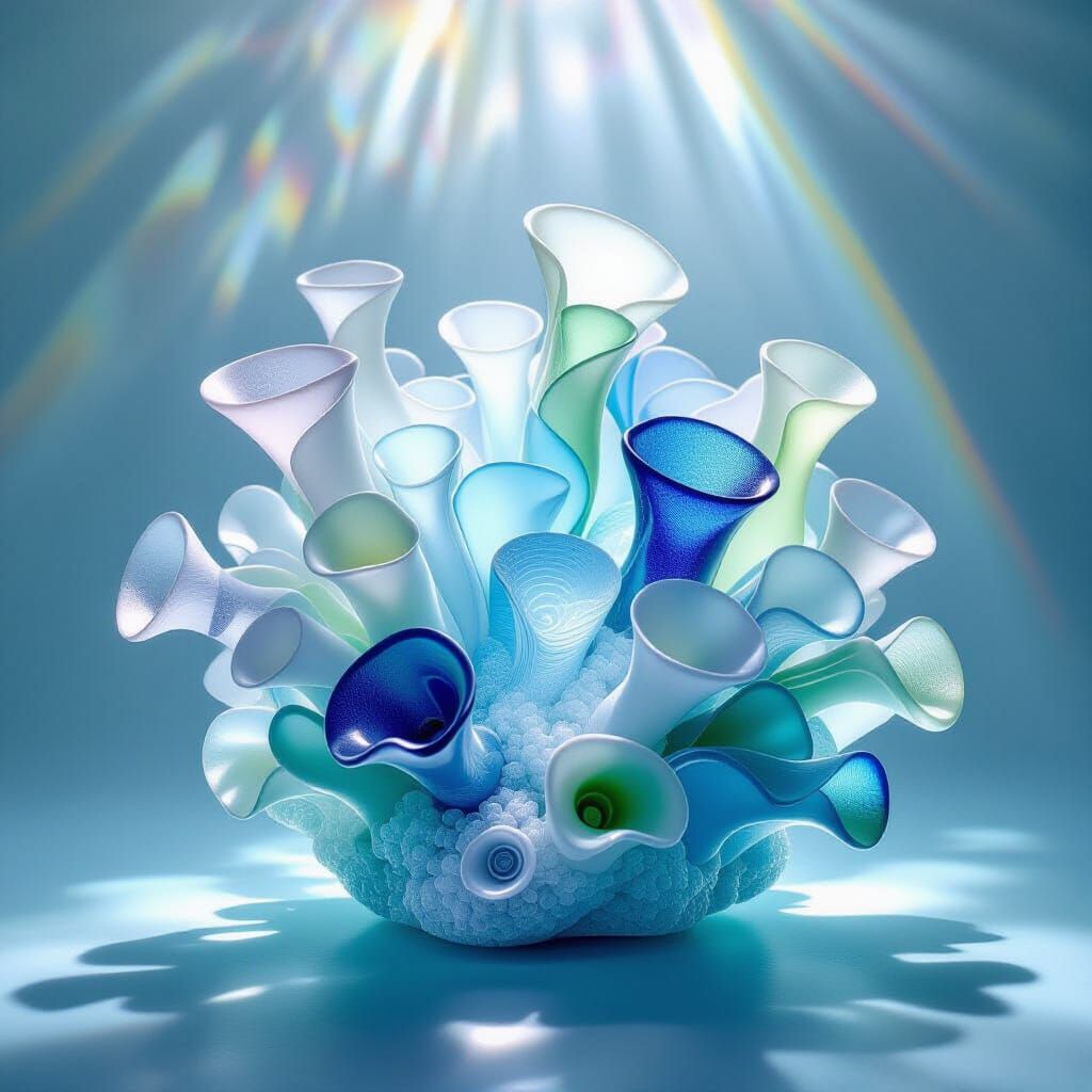 Sea Glass Sculpture Resembling Coral Reef