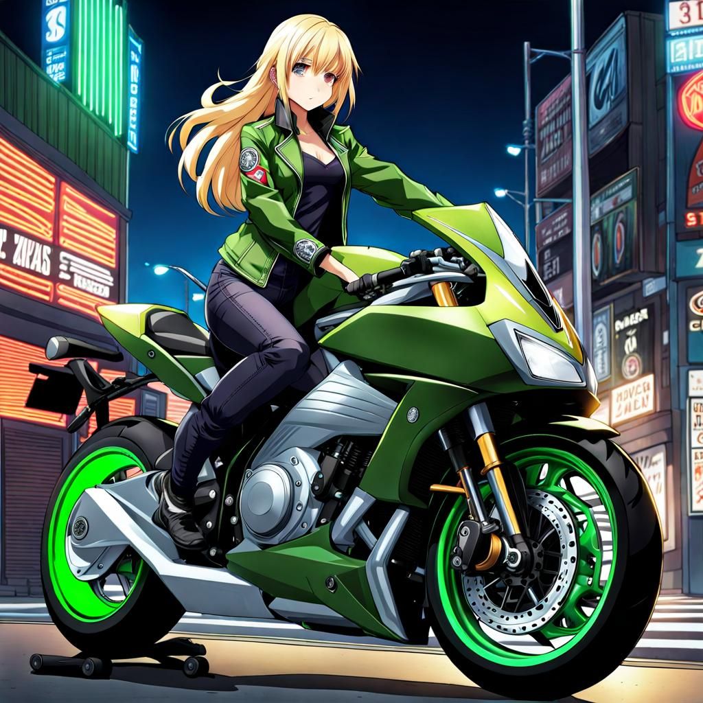Edgy Blonde Biker Maiden on a High-Speed Thrill Ride