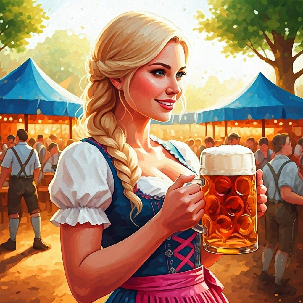Oktoberfest Fräulein in Impressionist Style
