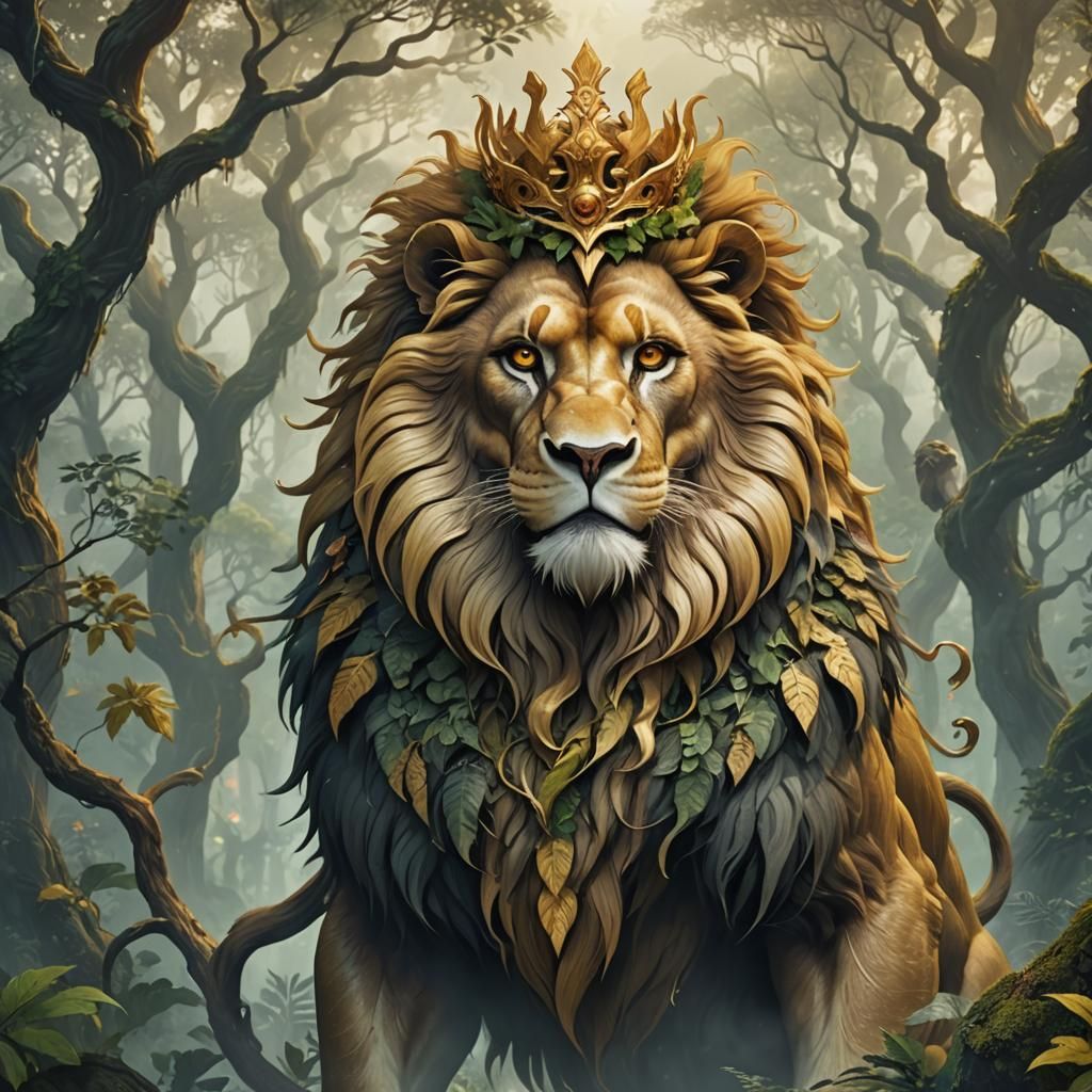 Regal Lion Monkey Hybrid in Vibrant Anime Style