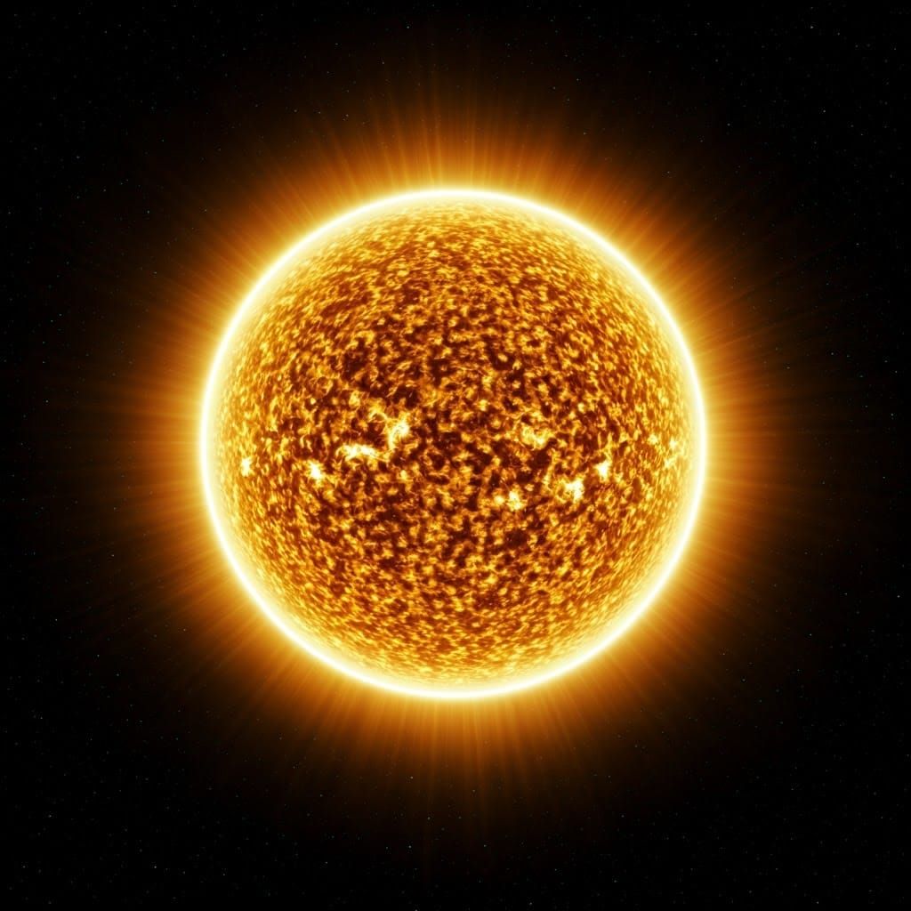 Golden Sun Planet in Futuristic Space