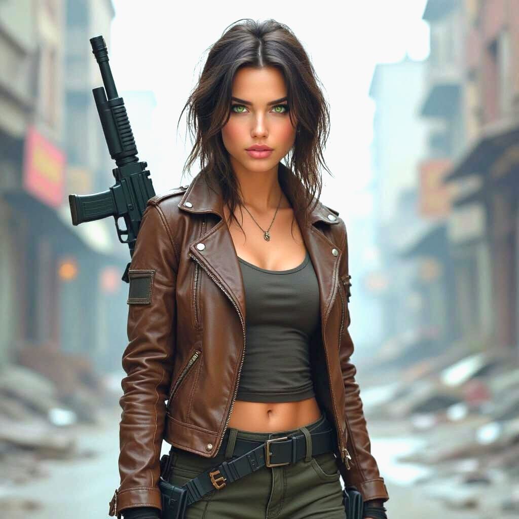 Survivor in Dystopian City Street, Gritty Realism