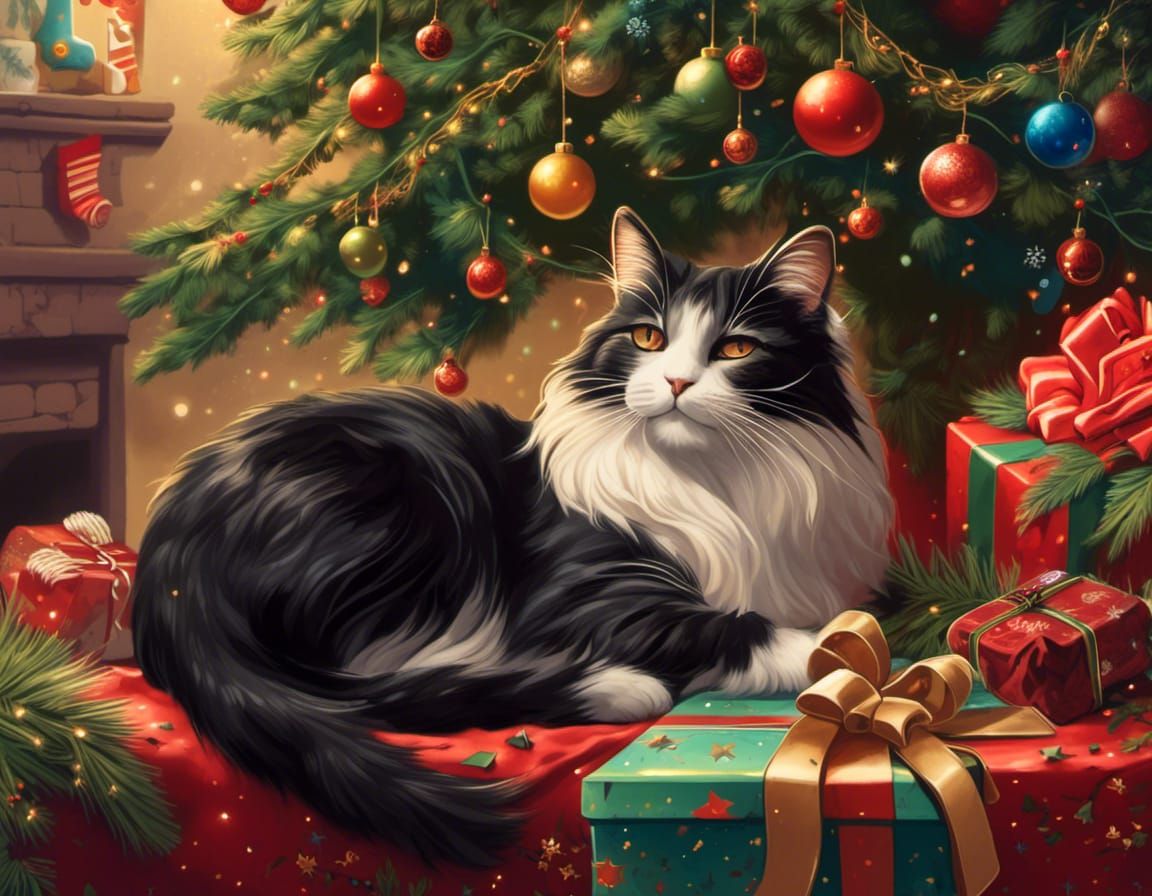 Vintage Santa in Hand Drawn Splash Art Scene