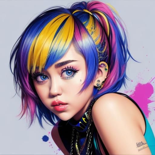 Miley Cyrus in Vibrant Abstract