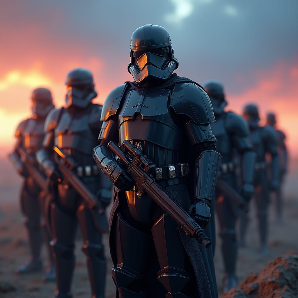 Imperial Death Troopers in a Vibrant, High-Contrast Landscap...