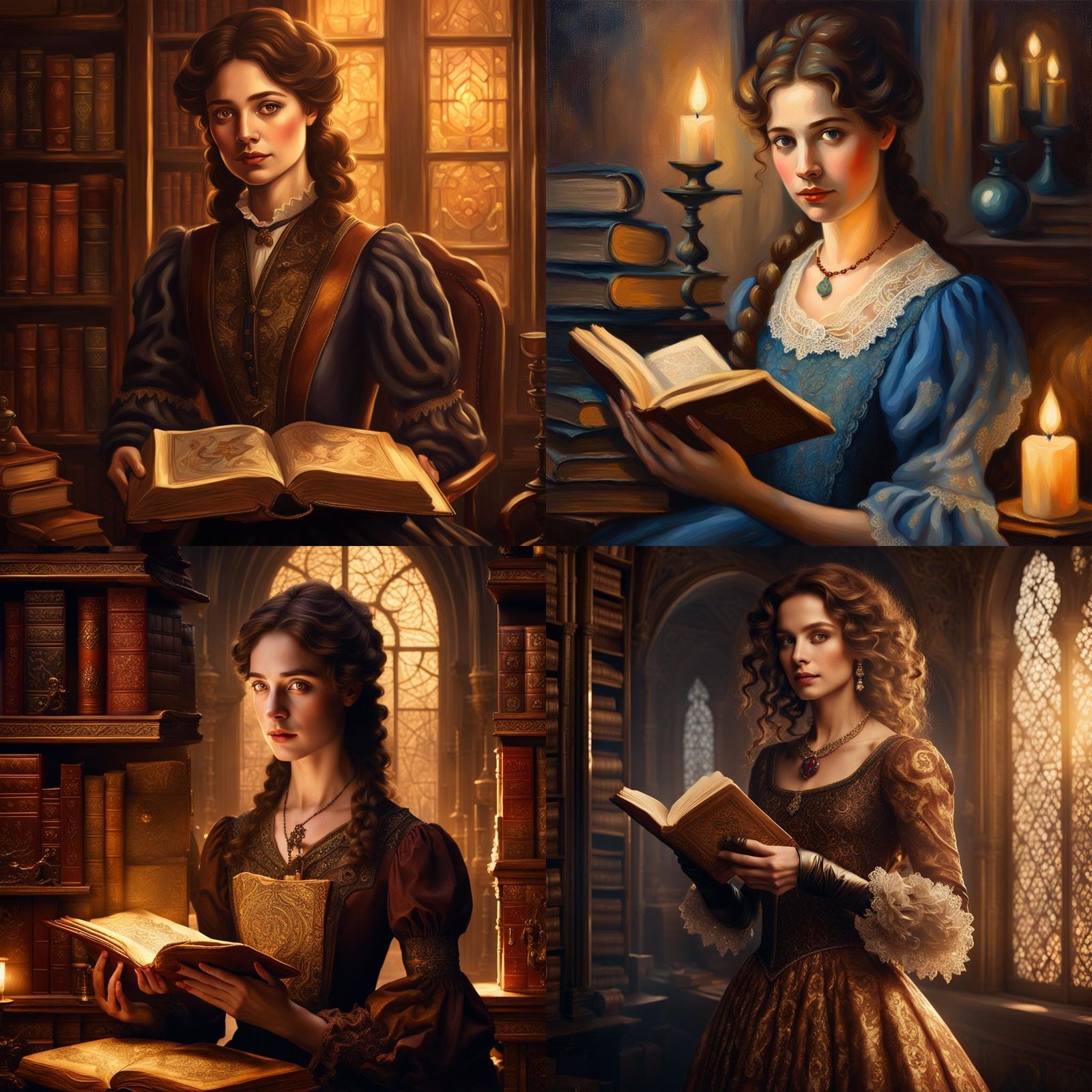 Elegant Woman from the 1900s with Book