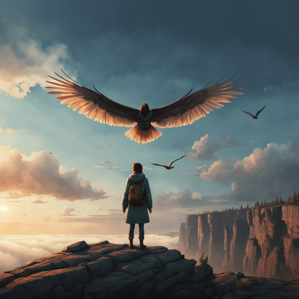 Surreal Goddess with Wingspan in Hyper-Realistic Digital Art