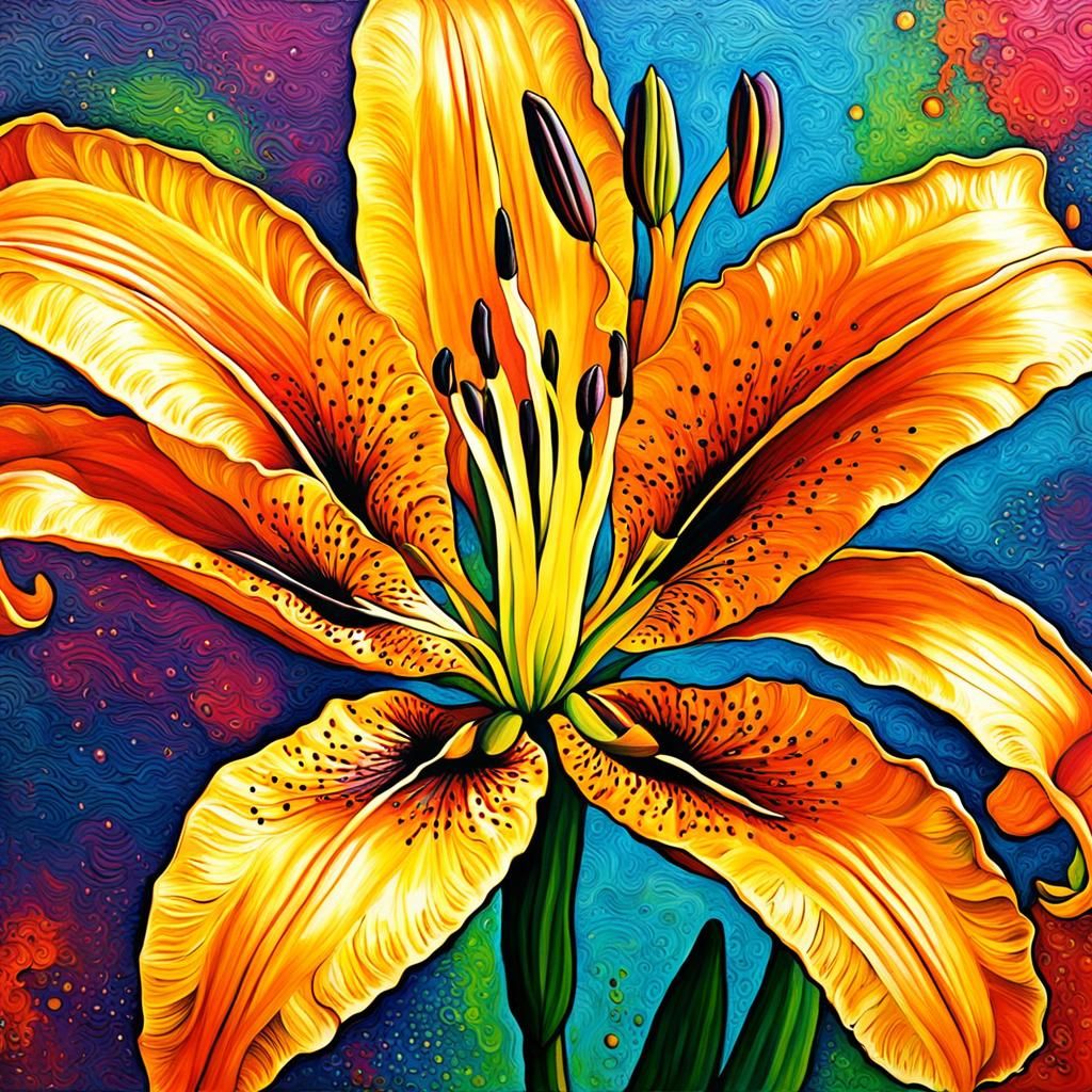 Abstract Avizandum Lily in Vibrant Hues