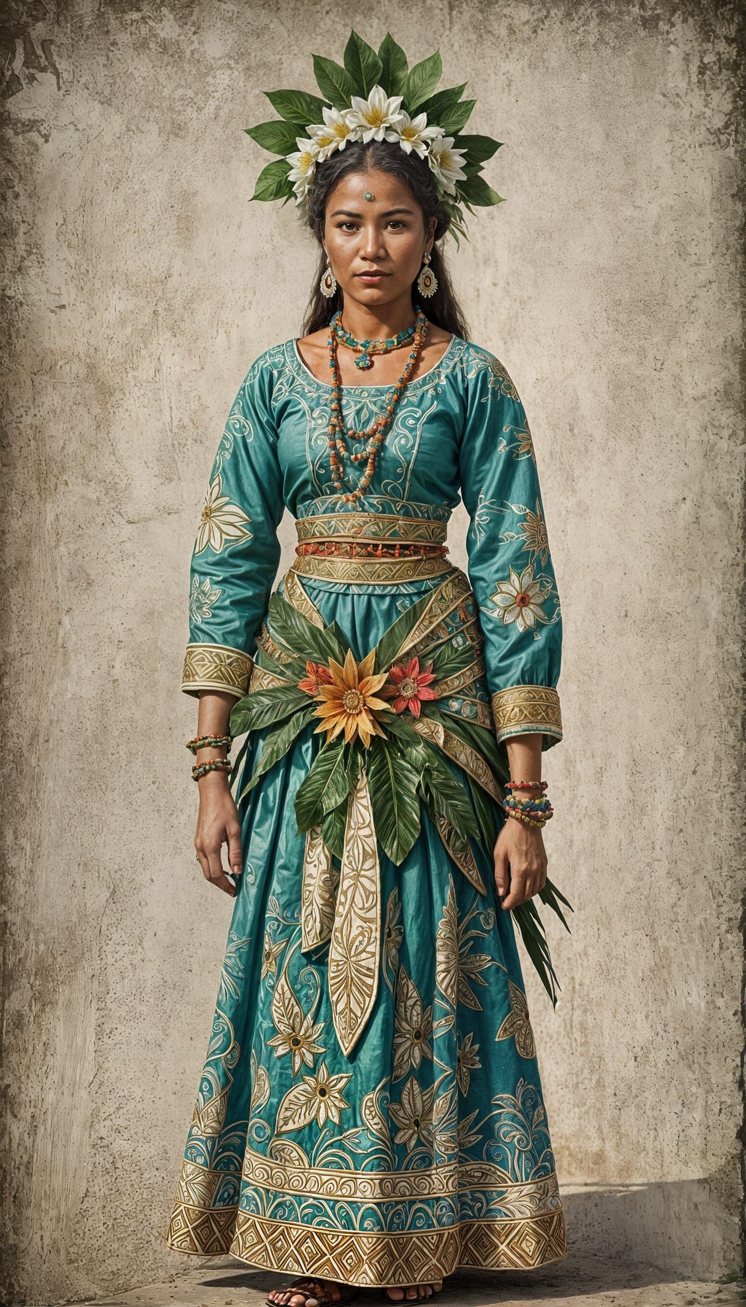 Tuvaluan Woman in Folk Outfit: Fairytale Portrait