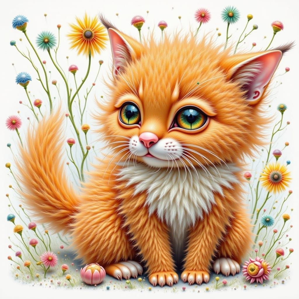 Vibrant Orange Cat in Watercolor Style