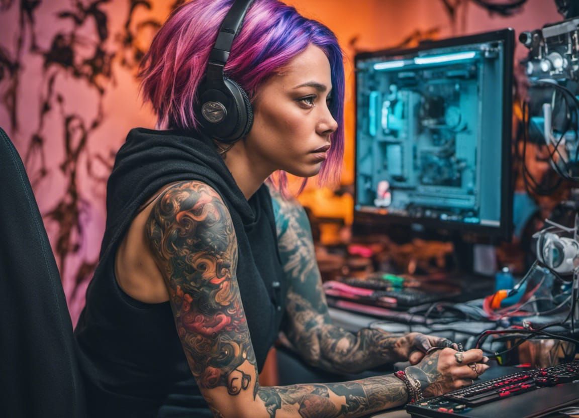 Vivid Cyberpunk Goddess of Code