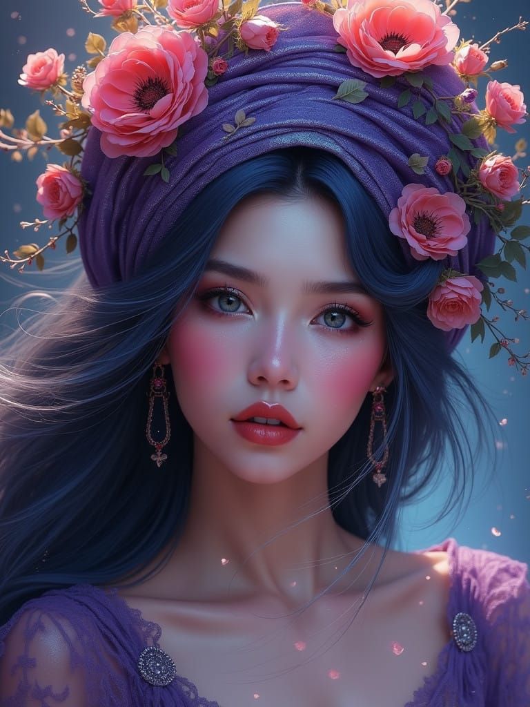 Ethereal Fantasy Portrait in Art Nouveau Style