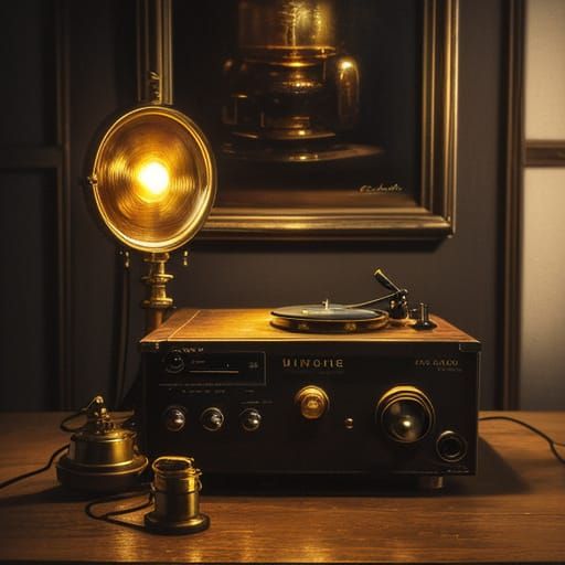 Vintage Record Player in Dutch Golden Age Style