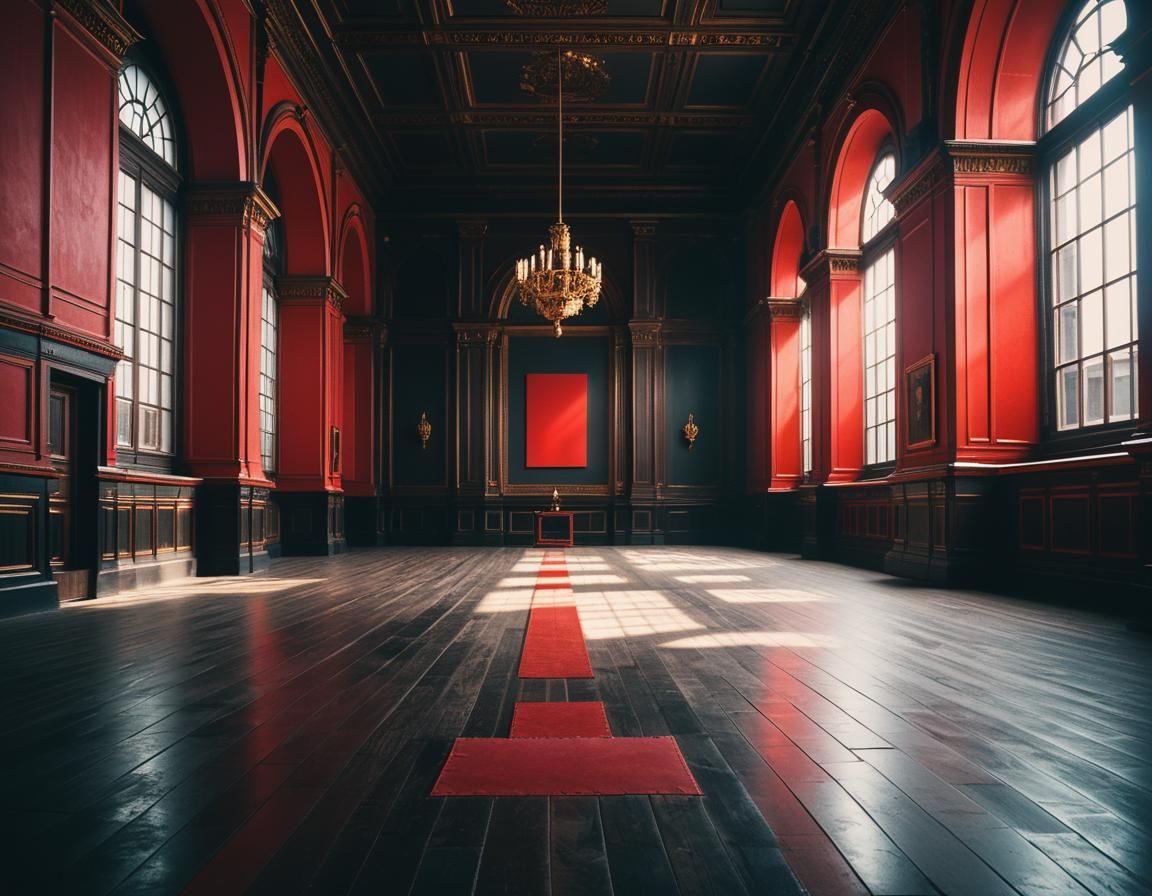 A Cinematic Masterpiece: Empty Space with a Vivid Red Hue