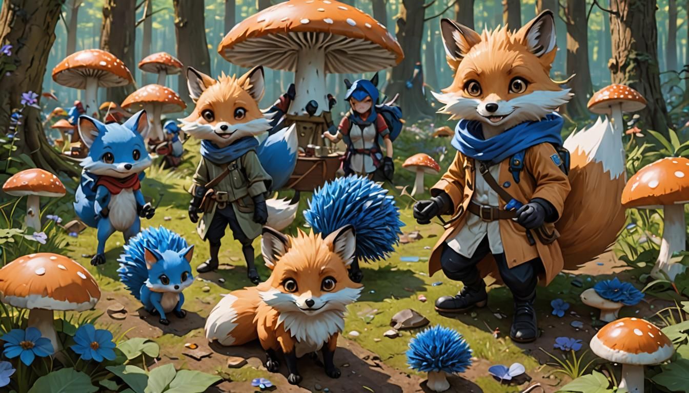 Anime-Inspired 9-Tail Fox and Speedy Blue Hedgehog in Whimsi...