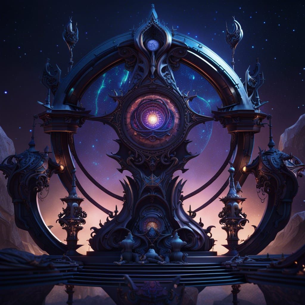 Gothic Fantasy Goddess Embracing the Cosmos