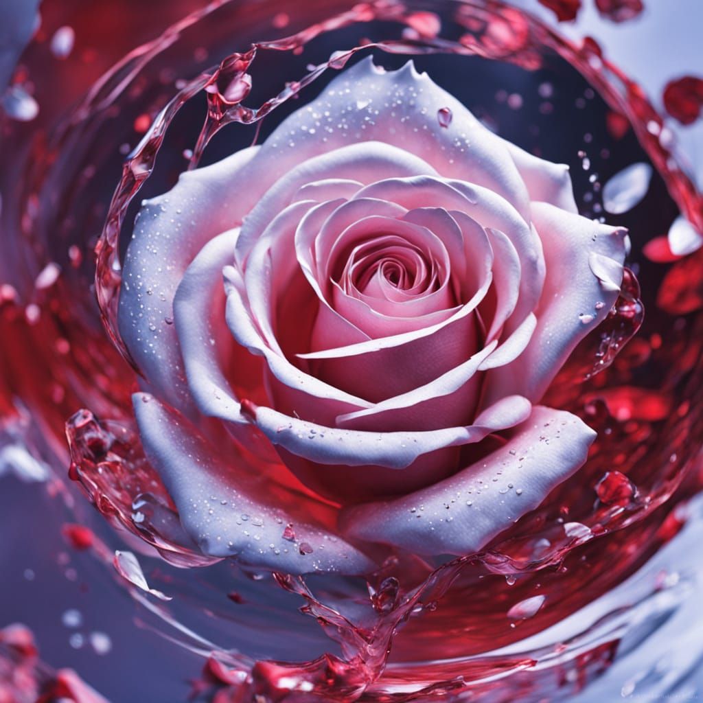 Crimson Rose Encased in Crystal Teardrop
