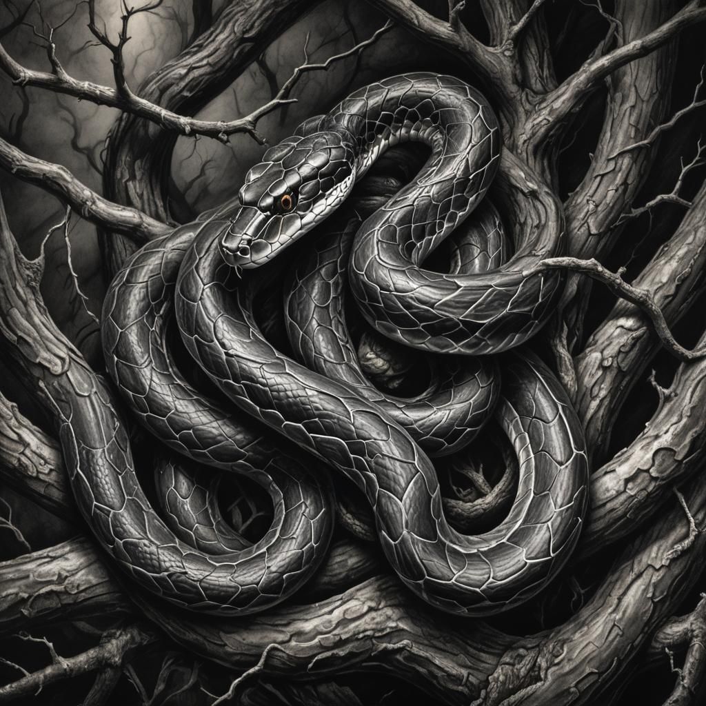 Hyperdetailed Charcoal Drawing of a Snake Unveiled