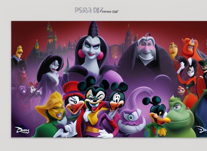 Disney Villains Postage Stamp in 3D Style