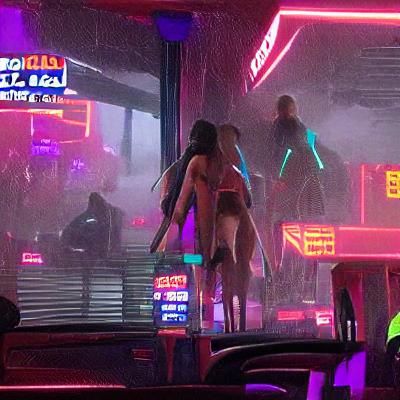 Neon-lit Nightclub in a Cyberpunk Metropolis