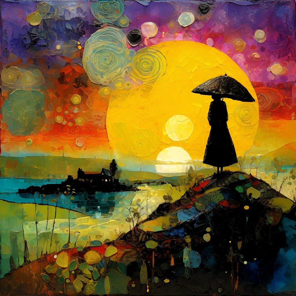 Textured Encaustic Painting of a Primitive Landscape