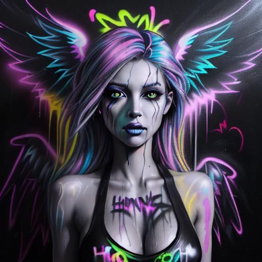 Vibrant Angel in Graffiti Splendor