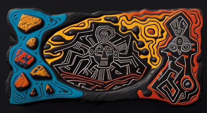 Ancient Gods in Vibrant Primitivist Landscape