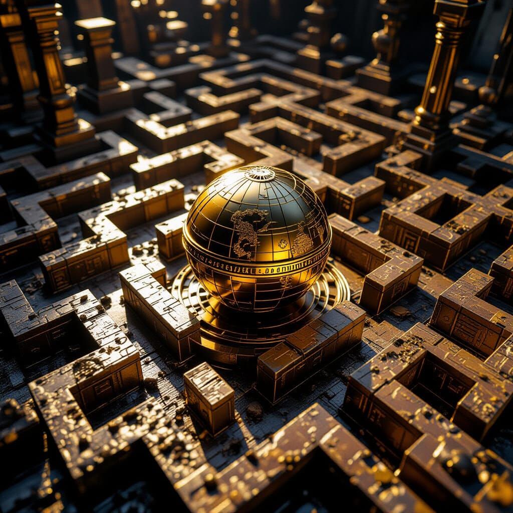 Golden Sphere Navigates Treacherous Maze